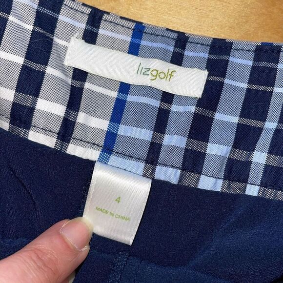Liz Golf Skort front pockets and one back pocket side zip blue plaid Size 4 - Picture 5 of 8